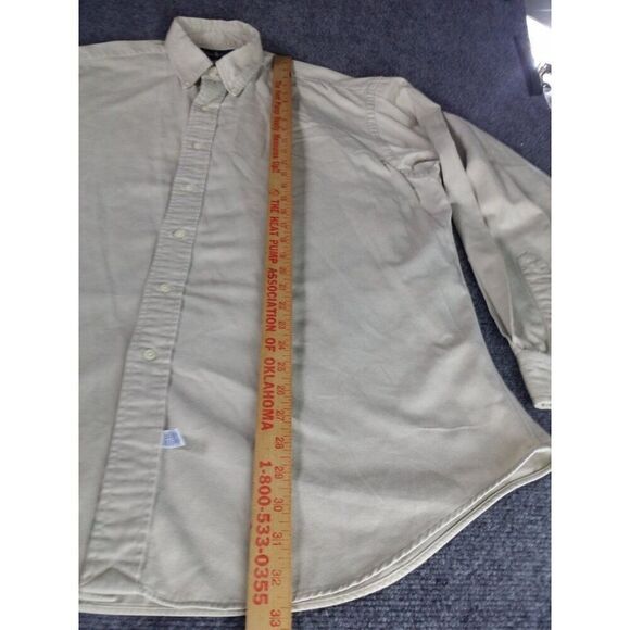 Polo Ralph Lauren Button Up Shirt Men‎ Sz L Khaki Cotton Long Sleeve Workwear - Picture 3 of 8